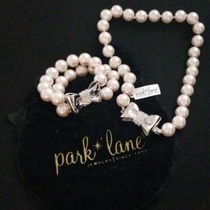 Park Lane Pearl Bow Necklace and Matching Bracelet